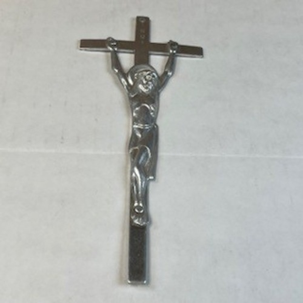 Vintage Society of the Divine Savior Crucifix Italy Silver Tone Metal Cross 4.5"